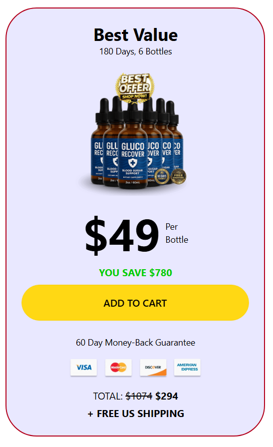 GlucoRecover 6 Bottle Pricing